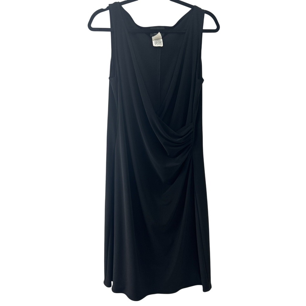 Onyx Nite Black Sleeveless Surplice V-Neck Ruched Sheath Cocktail Dress USA Made